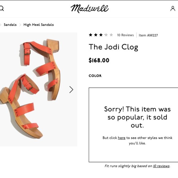 Madewell The Jodi Clog in Coral Leather Women’s Size 7.5